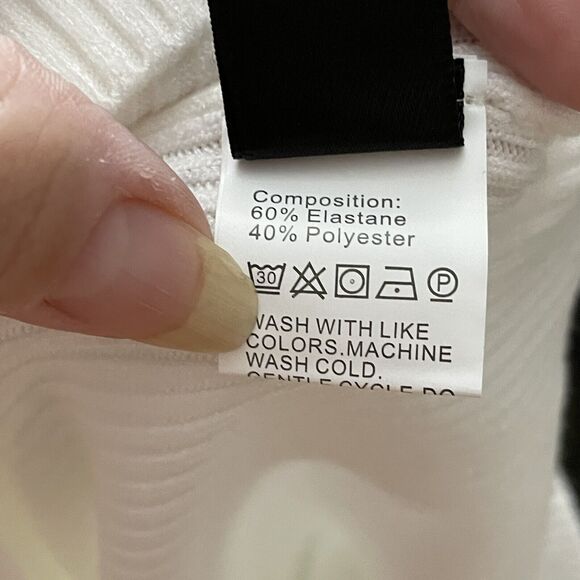 Shein Ivory Ribbed Lightweight Turtleneck Long Sleeve Bodycon Sweater Size S - Picture 7 of 7